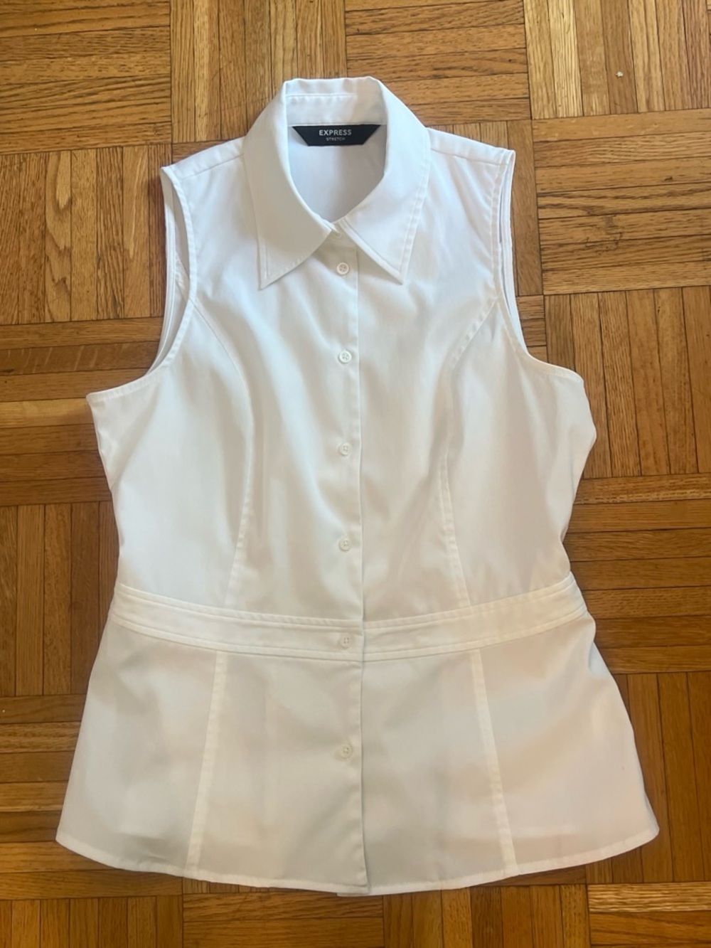 Express White Sleeveless Button-Front Top